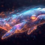 Digital whale illustration representing Ethereum whales investing heavily post-GENIUS Act.