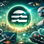The Aptos logo centered around AI‑native elements like autonomous agents, machine‑speed markets, and digital‑economy motifs.