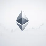 Ethereum logo floating above a faint data-grid background, minimalistic, no neon, no glowing, no decorative graphics, soft neutral lighting, institutional financial editorial style.