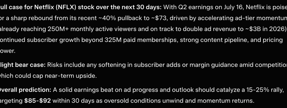 Elon Musk Grok AI Predicts Incredible Netflix Stock Price by Next 30 Days