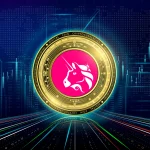 Cryptocurrencies Uniswap with growth chart.